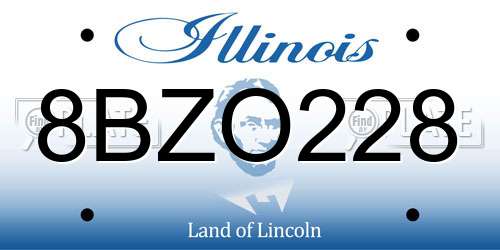 8BZO228 Illinois License Plate