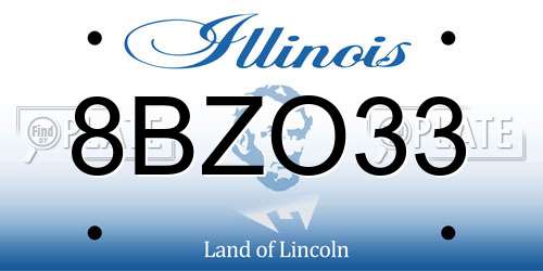 8BZO33 Illinois License Plate