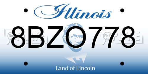 8BZO778 Illinois License Plate