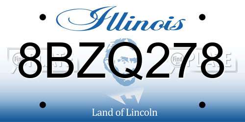 8BZQ278 Illinois License Plate