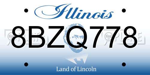 8BZQ778 Illinois License Plate