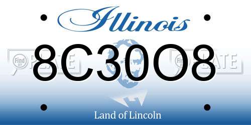 8C30O8 Illinois License Plate