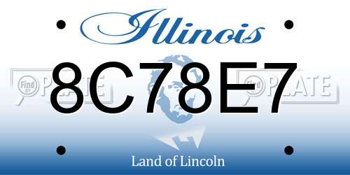 8C78E7 Illinois License Plate