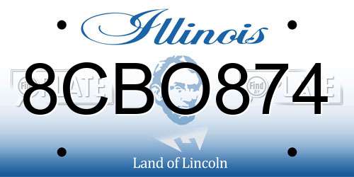 8CBO874 Illinois License Plate