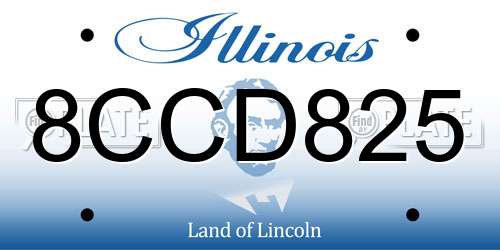 8CCD825 Illinois License Plate