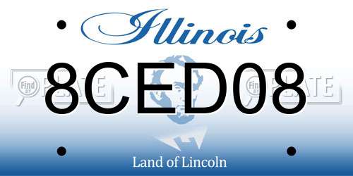 8CED08 Illinois License Plate