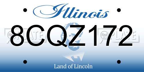 8CQZ172 Illinois License Plate