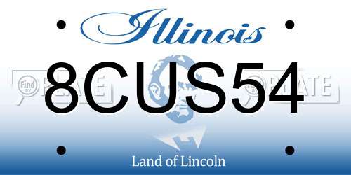 8CUS54 Illinois License Plate