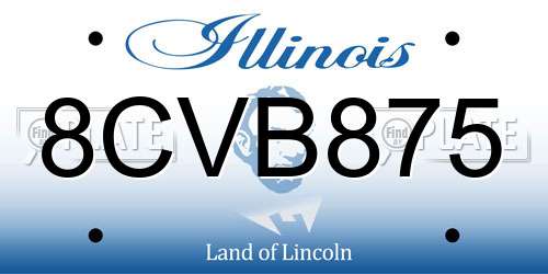 8CVB875 Illinois License Plate
