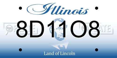 8D11O8 Illinois License Plate