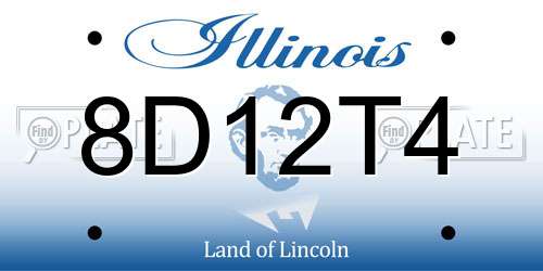 8D12T4 Illinois License Plate