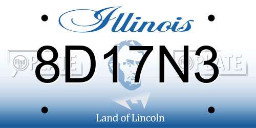 8D17N3 Illinois License Plate