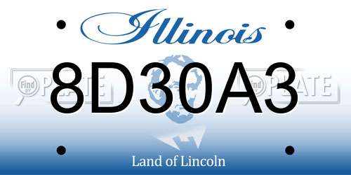 8D30A3 Illinois License Plate