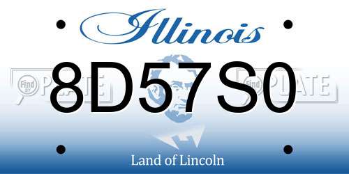8D57S0 Illinois License Plate