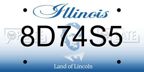 8D74S5 Illinois License Plate