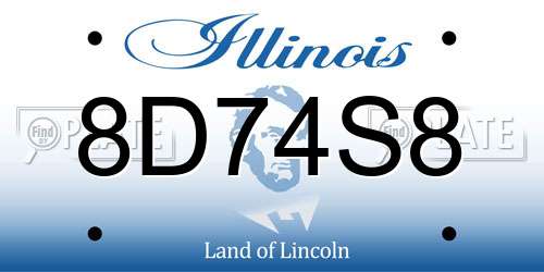 8D74S8 Illinois License Plate