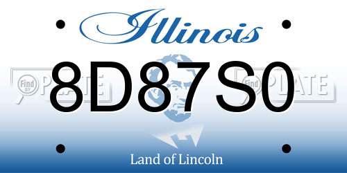 8D87S0 Illinois License Plate
