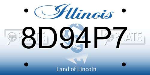 8D94P7 Illinois License Plate