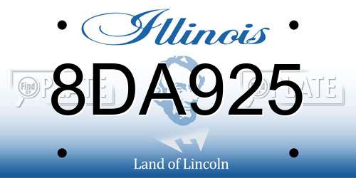 8DA925 Illinois License Plate