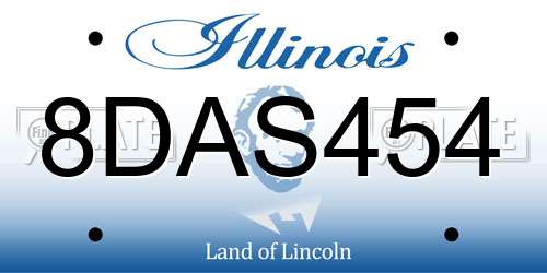 8DAS454 Illinois License Plate