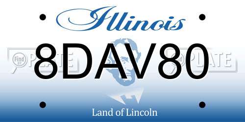 8DAV80 Illinois License Plate