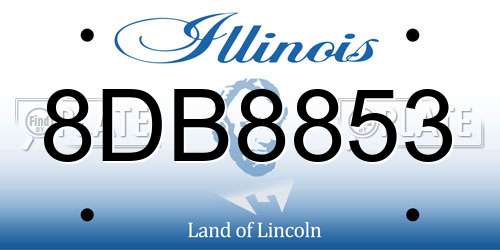 8DB8853 Illinois License Plate