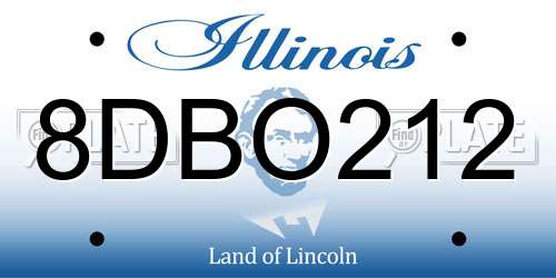 8DBO212 Illinois License Plate