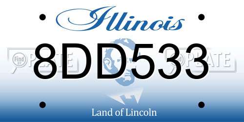 8DD533 Illinois License Plate