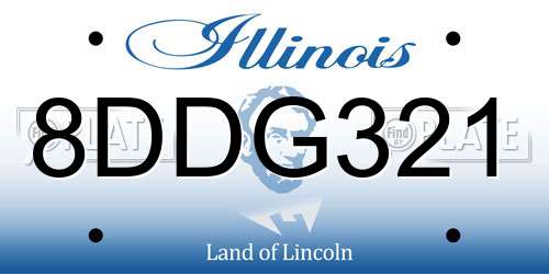 8DDG321 Illinois License Plate