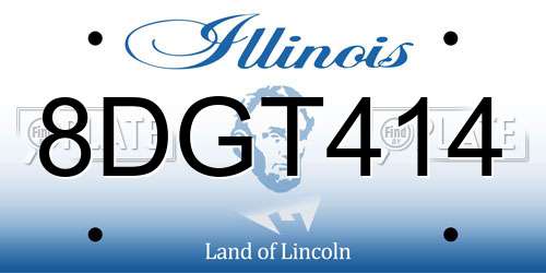 8DGT414 Illinois License Plate
