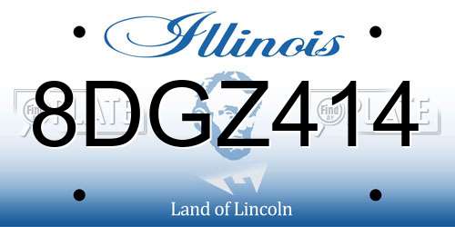 8DGZ414 Illinois License Plate