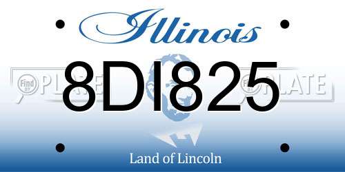 8DI825 Illinois License Plate