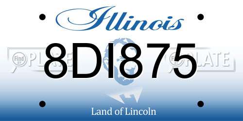 8DI875 Illinois License Plate
