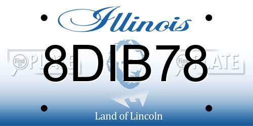 8DIB78 Illinois License Plate