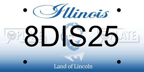 8DIS25 Illinois License Plate