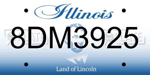 8DM3925 Illinois License Plate