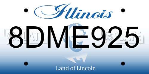8DME925 Illinois License Plate