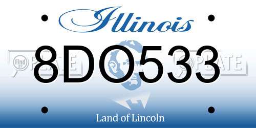 8DO533 Illinois License Plate