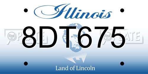 8DT675 Illinois License Plate