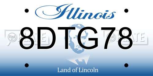 8DTG78 Illinois License Plate