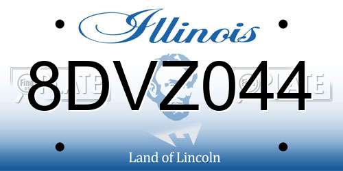 8DVZ044 Illinois License Plate