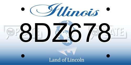 8DZ678 Illinois License Plate