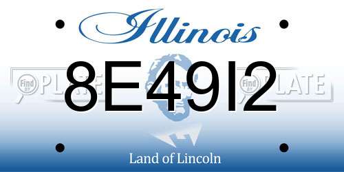 8E49I2 Illinois License Plate