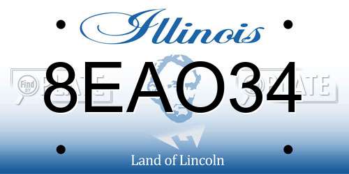 8EAO34 Illinois License Plate