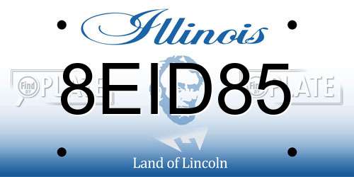 8EID85 Illinois License Plate