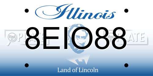8EIO88 Illinois License Plate