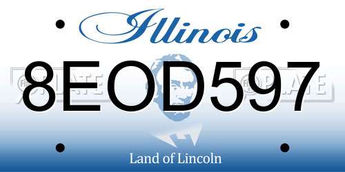 8EOD597 Illinois License Plate