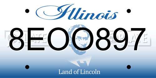 8EOO897 Illinois License Plate