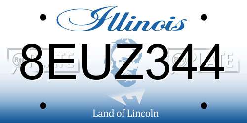 8EUZ344 Illinois License Plate