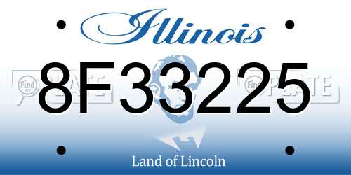 8F33225 Illinois License Plate